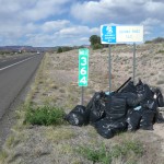Folksville USA collected litter bags below ADOT permittee road signage
