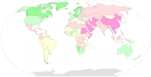 In 2009 Iceland, Norway, Finland, Denmark, and Sweden topped the list with North Korea, Turkmenistan, Myanmar (Burma), Libya, Eritrea at the bottom. The US ranks as Satisfactory below Canada's Good. Mexico as ranked as Difficult. In Nepal, Eritrea, and mainland China, journalists may spend years in jail simply for using the "wrong" word or photo.