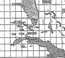Declassified map of US Navy and Soviet ship positions during October 1962 Cuban missile crisis
