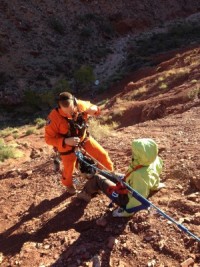 Injured hiker prepared for air evacuation