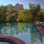 Amara pool reflects Sedona red rock beauty